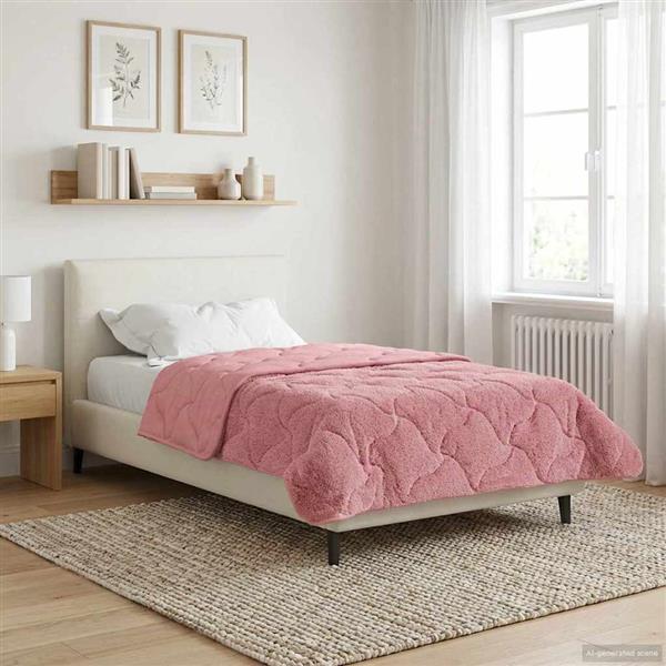 Grote foto vidaxl vol jaar dekbed roze 155 x 220 cm microfiber en teddy fleece huis en inrichting bedden