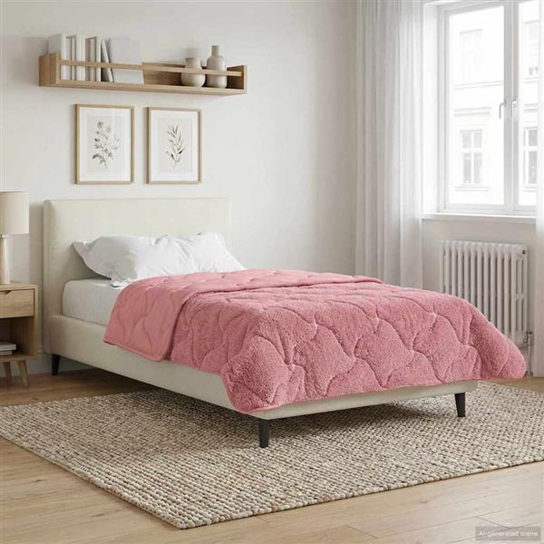 Grote foto vidaxl vol jaar dekbed roze 135 x 220 cm microfiber en teddy fleece huis en inrichting bedden
