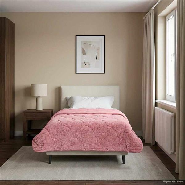 Grote foto vidaxl vol jaar dekbed roze 135 x 220 cm microfiber en teddy fleece huis en inrichting bedden