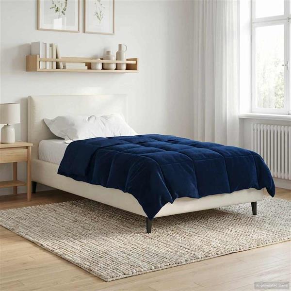 Grote foto vidaxl vol jaar dekbed gekwilt donkerblauw 155 x 220 cm microfiber huis en inrichting bedden