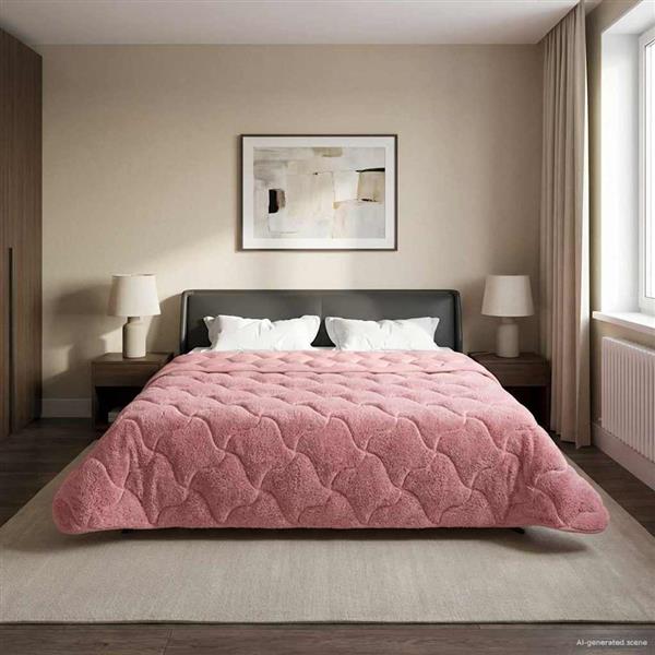 Grote foto vidaxl vol jaar dekbed roze 200 x 240 cm microfiber en teddy fleece huis en inrichting bedden