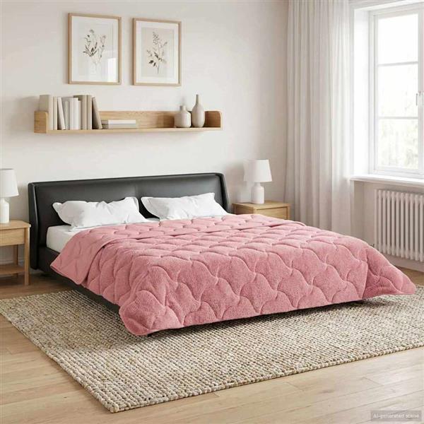 Grote foto vidaxl vol jaar dekbed roze 200 x 240 cm microfiber en teddy fleece huis en inrichting bedden