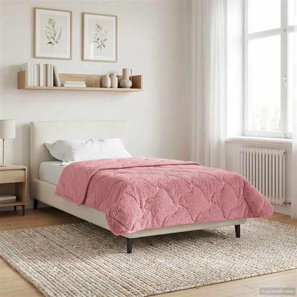 Grote foto vidaxl vol jaar dekbed roze 155 x 200 cm microfiber en teddy fleece huis en inrichting bedden