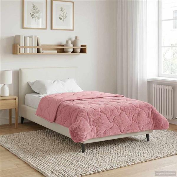 Grote foto vidaxl vol jaar dekbed roze 140 x 220 cm microfiber en teddy fleece huis en inrichting bedden