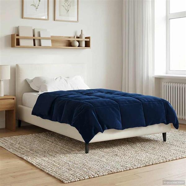 Grote foto vidaxl vol jaar dekbed gekwilt donkerblauw 140 x 200 cm microfiber huis en inrichting bedden