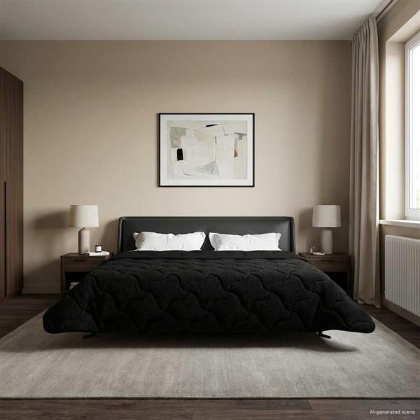 Grote foto vidaxl vol jaar dekbed zwart 240 x 260 cm microfiber en teddy fleece huis en inrichting bedden