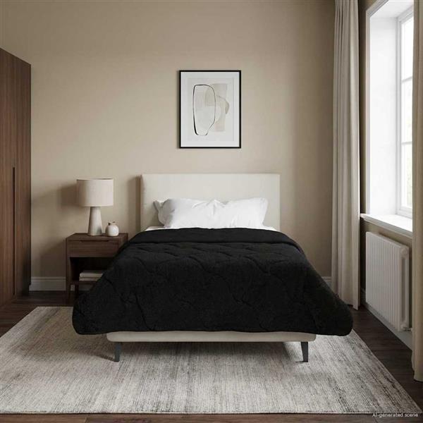 Grote foto vidaxl vol jaar dekbed zwart 140 x 220 cm microfiber en teddy fleece huis en inrichting bedden