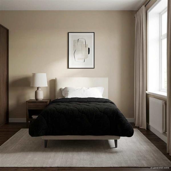 Grote foto vidaxl vol jaar dekbed zwart 135 x 220 cm microfiber en teddy fleece huis en inrichting bedden