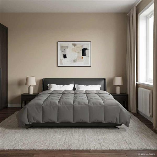 Grote foto vidaxl vol jaar dekbed gekwilt lichtgrijs 200 x 220 cm microfiber huis en inrichting bedden