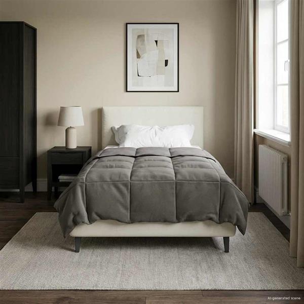 Grote foto vidaxl vol jaar dekbed gekwilt lichtgrijs 155 x 220 cm microfiber huis en inrichting bedden