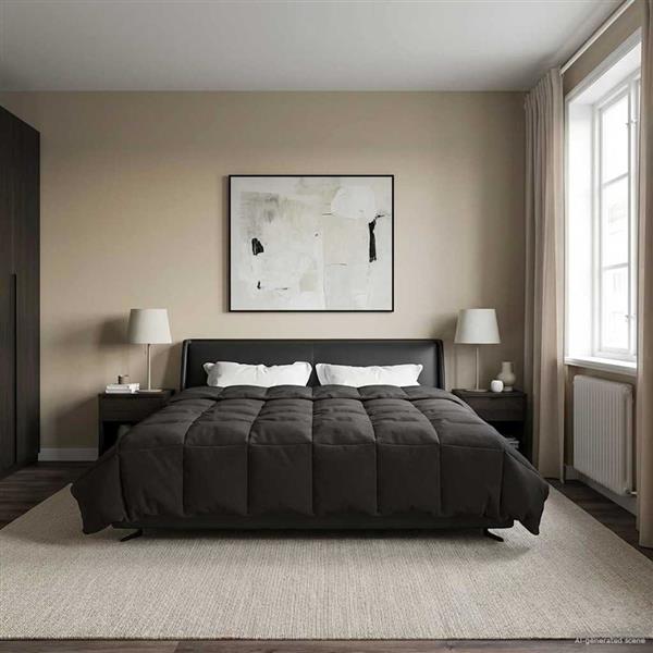 Grote foto vidaxl vol jaar dekbed gekwilt antraciet 220 x 260 cm microfiber huis en inrichting bedden