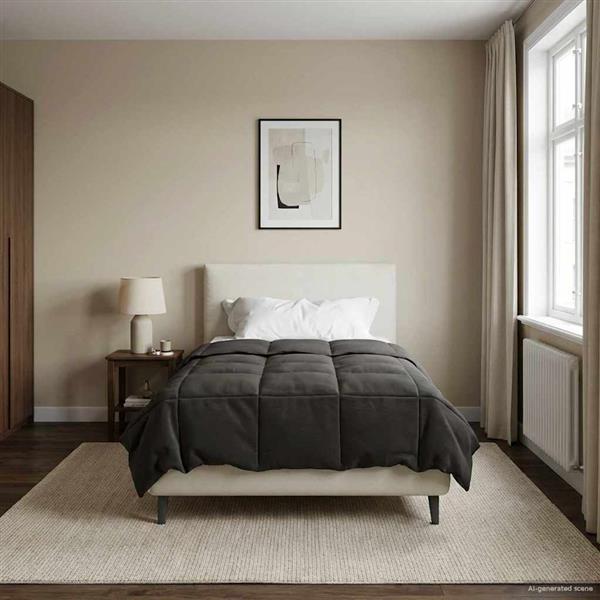 Grote foto vidaxl vol jaar dekbed gekwilt antraciet 155 x 220 cm microfiber huis en inrichting bedden