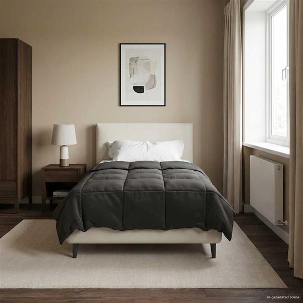 Grote foto vidaxl vol jaar dekbed gekwilt antraciet 135 x 200 cm microfiber huis en inrichting bedden