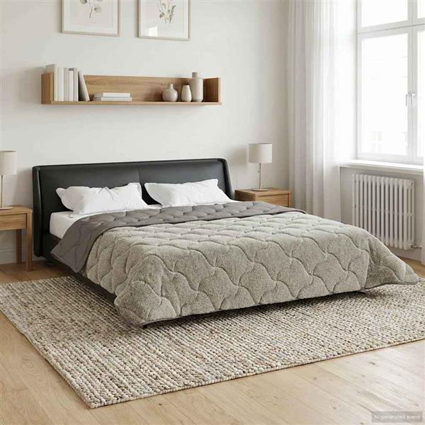Grote foto vidaxl vol jaar dekbed gekwilt lichtgrijs 220 x 240 cm huis en inrichting bedden