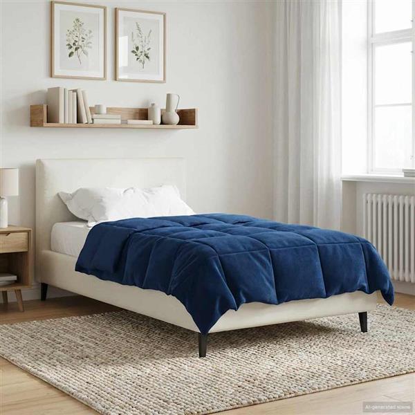 Grote foto vidaxl zomer dekbed gekwilt donkerblauw 140 x 200 cm microfiber huis en inrichting bedden