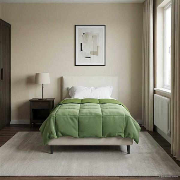 Grote foto vidaxl zomerdekbed gekwilt groen 135 x 220 cm microfiber huis en inrichting bedden