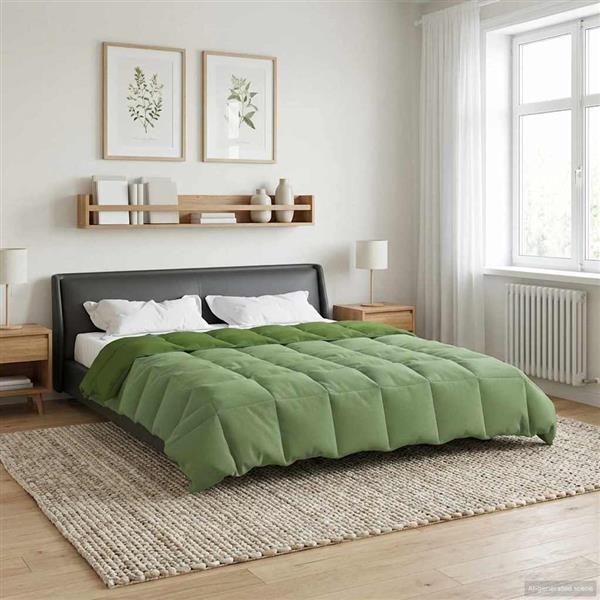 Grote foto vidaxl zomer dekbed gekwilt groen 200 x 200 cm microfiber huis en inrichting bedden