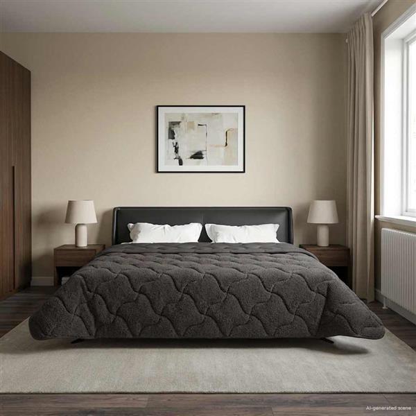 Grote foto vidaxl vol jaar dekbed gekwilt antraciet 220 x 240 cm huis en inrichting bedden