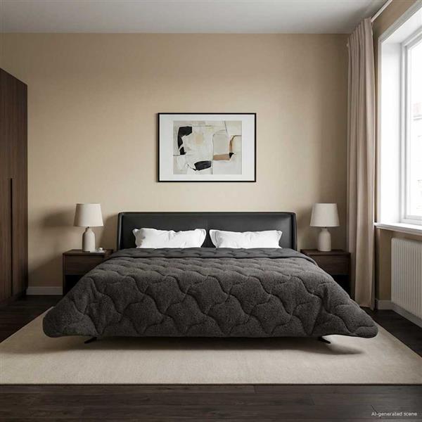 Grote foto vidaxl vol jaar dekbed gekwilt antraciet 200 x 220 cm huis en inrichting bedden