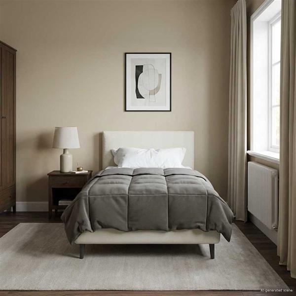 Grote foto vidaxl zomer dekbed gekwilt lichtgrijs 140 x 220 cm microfiber huis en inrichting bedden