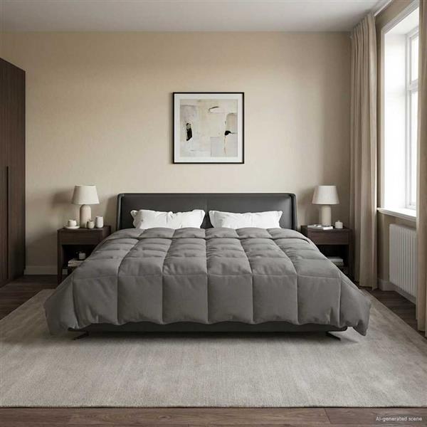 Grote foto vidaxl zomer dekbed gekwilt lichtgrijs 200 x 200 cm microfiber huis en inrichting bedden