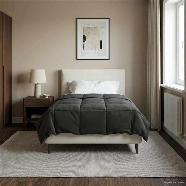 Grote foto vidaxl zomer dekbed gekwilt antraciet 155 x 220 cm microfiber huis en inrichting bedden