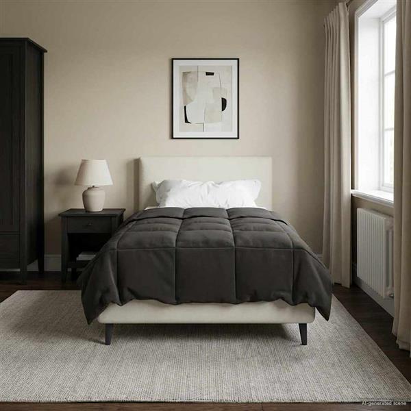 Grote foto vidaxl zomerdekbed gekwilt antraciet 135 x 220 cm microfiber huis en inrichting bedden