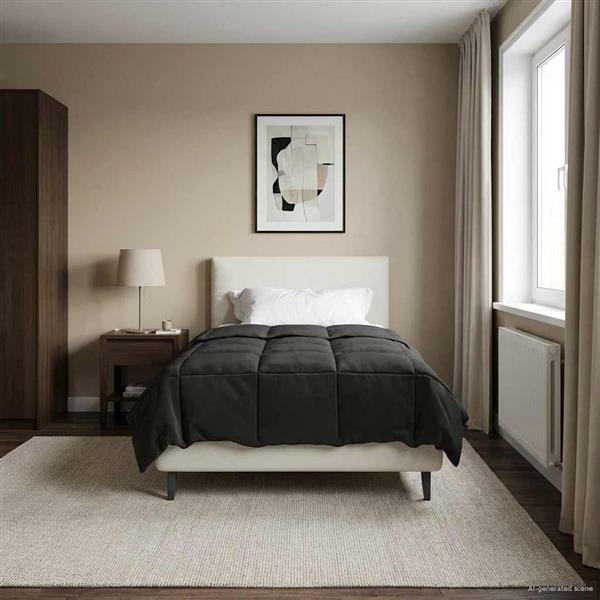 Grote foto vidaxl zomerdekbed doorgestikt antraciet 135 x 200 cm microvezel huis en inrichting bedden