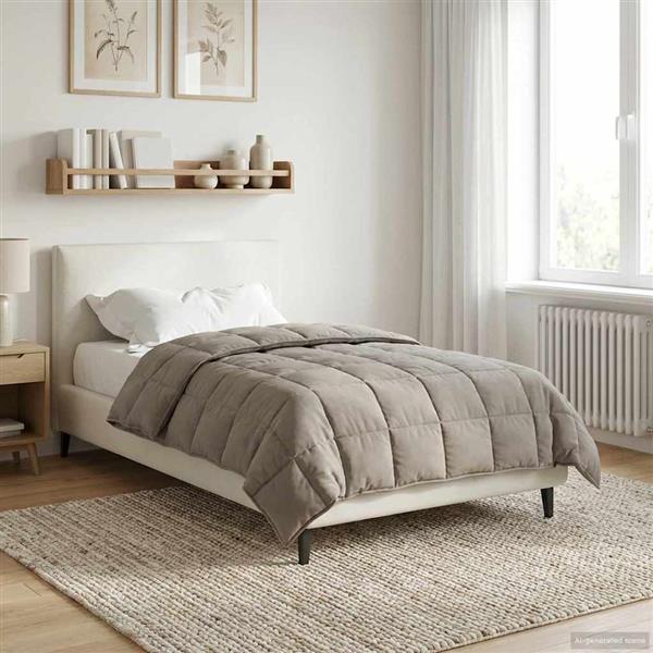 Grote foto vidaxl zomer dekbed taupe 155 x 220 cm microfiber en teddy fleece huis en inrichting bedden