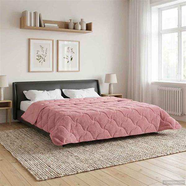 Grote foto vidaxl zomer dekbed roze 240 x 260 cm microfiber en teddy fleece huis en inrichting bedden