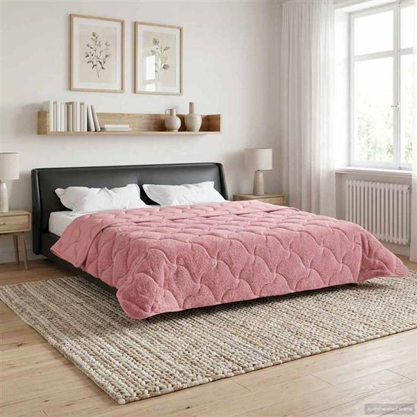 Grote foto vidaxl zomer dekbed roze 220 x 260 cm microfiber en teddy fleece huis en inrichting bedden
