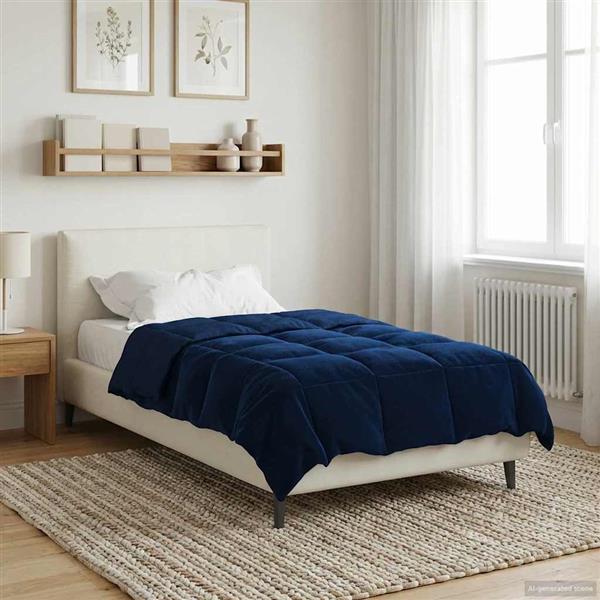 Grote foto vidaxl winter dekbed gekwilt donkerblauw 140 x 220 cm microfiber huis en inrichting bedden