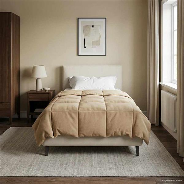 Grote foto vidaxl winter dekbed gekwilt donkerblauw 140 x 220 cm microfiber huis en inrichting bedden