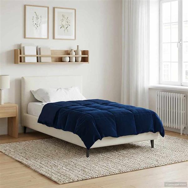 Grote foto vidaxl winter dekbed gekwilt donkerblauw 135 x 220 cm microfiber huis en inrichting bedden