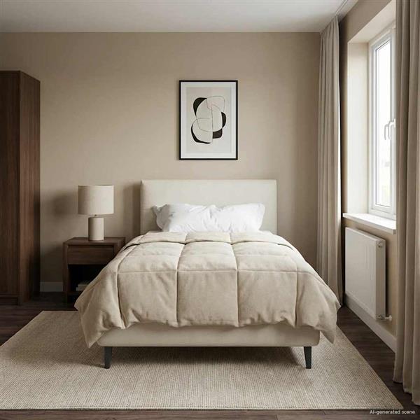 Grote foto vidaxl winter dekbed gekwilt donkerblauw 135 x 220 cm microfiber huis en inrichting bedden