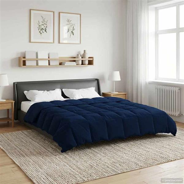 Grote foto vidaxl winter dekbed gekwilt donkerblauw 200 x 240 cm microfiber huis en inrichting bedden