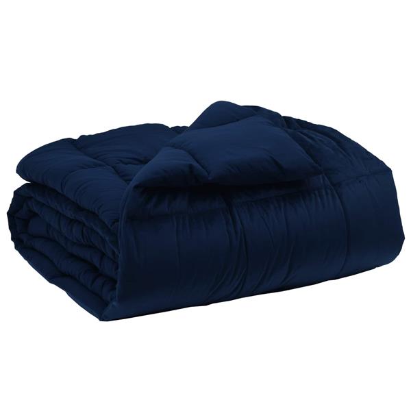 Grote foto vidaxl winter dekbed gekwilt donkerblauw 140 x 200 cm microfiber huis en inrichting bedden