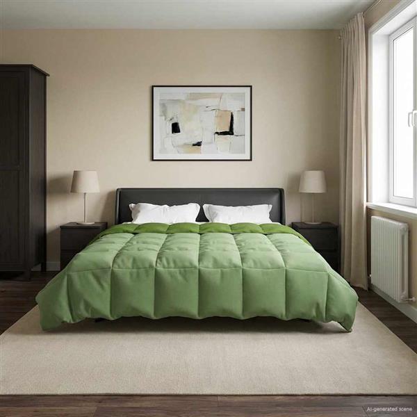 Grote foto vidaxl winter dekbed gekwilt groen 200 x 220 cm microfiber huis en inrichting bedden