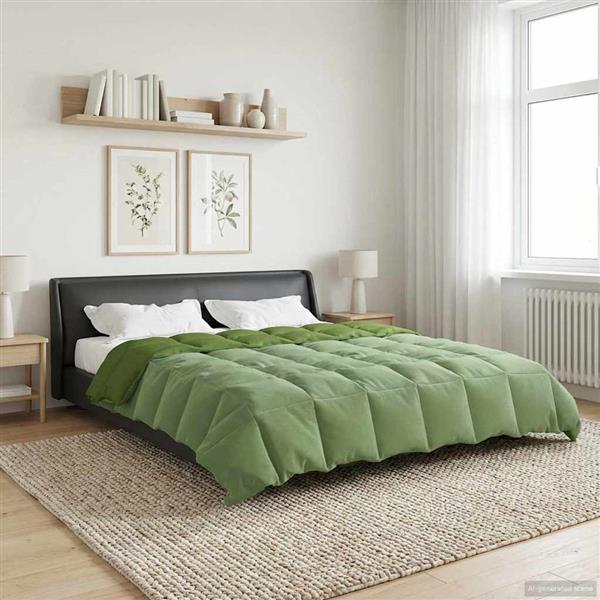 Grote foto vidaxl winter dekbed gekwilt groen 200 x 200 cm microfiber huis en inrichting bedden