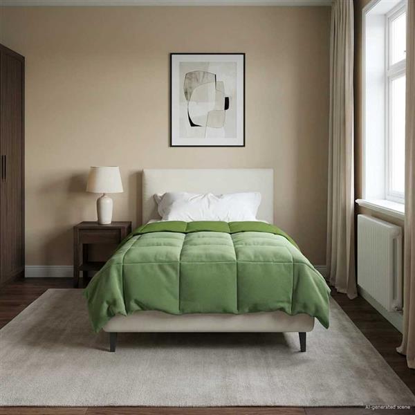 Grote foto vidaxl winter dekbed gekwilt groen 135 x 200 cm microfiber huis en inrichting bedden