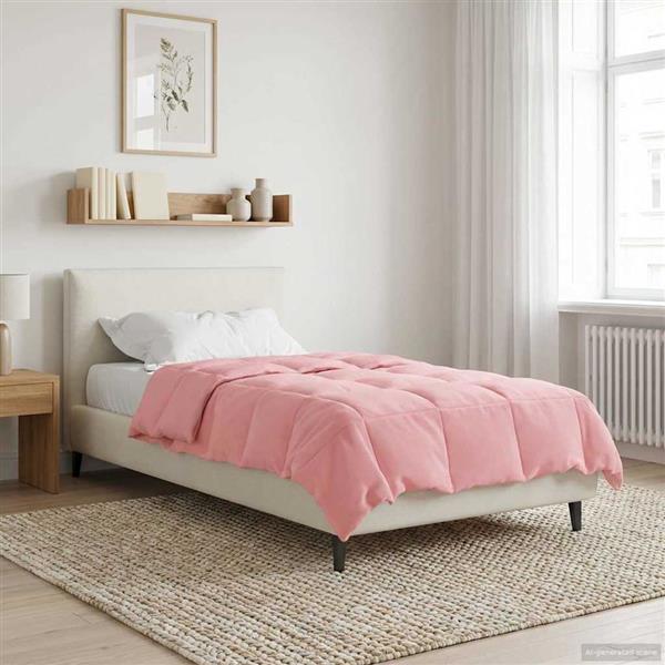 Grote foto vidaxl winter dekbed gekwilt roze 155 x 200 cm microfiber huis en inrichting bedden