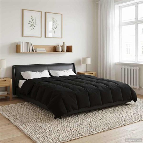 Grote foto vidaxl winter dekbed gekwilt zwart 240 x 260 cm microfiber huis en inrichting bedden