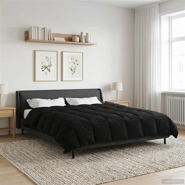 Grote foto vidaxl winter dekbed gekwilt zwart 200 x 240 cm microfiber huis en inrichting bedden