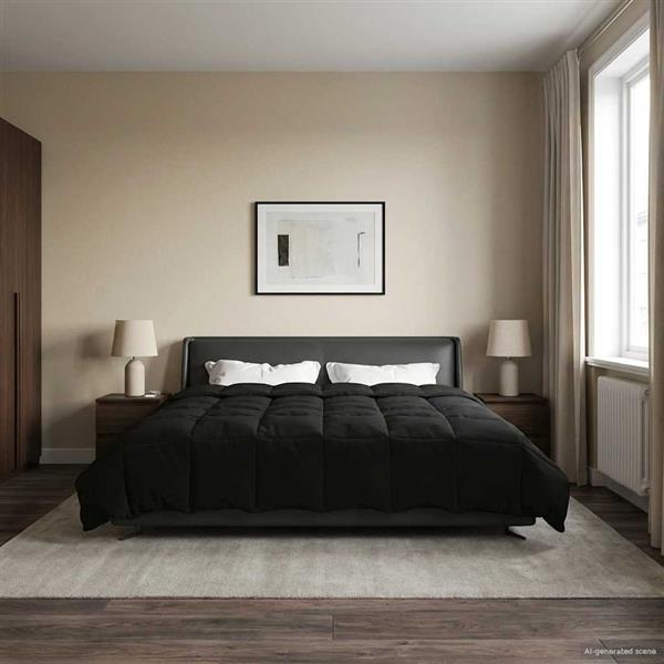 Grote foto vidaxl winter dekbed gekwilt zwart 200 x 200 cm microfiber huis en inrichting bedden