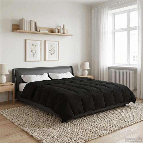 Grote foto vidaxl winter dekbed gekwilt zwart 200 x 200 cm microfiber huis en inrichting bedden