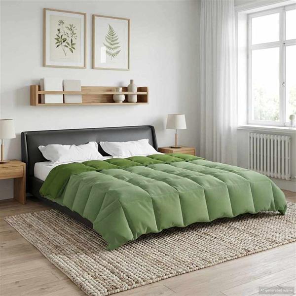 Grote foto vidaxl vol jaar dekbed gekwilt groen 200 x 220 cm microfiber huis en inrichting bedden