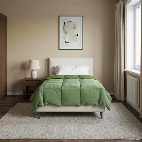 Grote foto vidaxl vol jaar dekbed gekwilt groen 155 x 200 cm microfiber huis en inrichting bedden