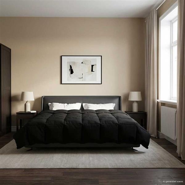 Grote foto vidaxl vol jaar dekbed gekwilt zwart 200 x 220 cm microfiber huis en inrichting bedden