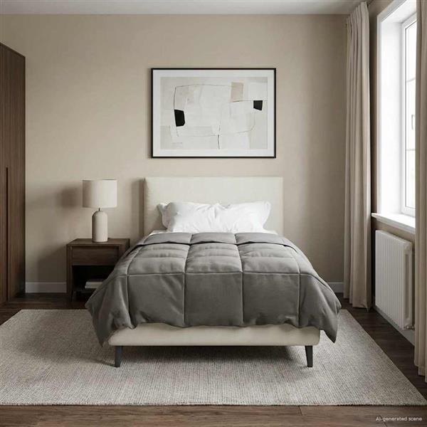 Grote foto vidaxl vol jaar dekbed gekwilt lichtgrijs 155 x 200 cm microfiber huis en inrichting bedden