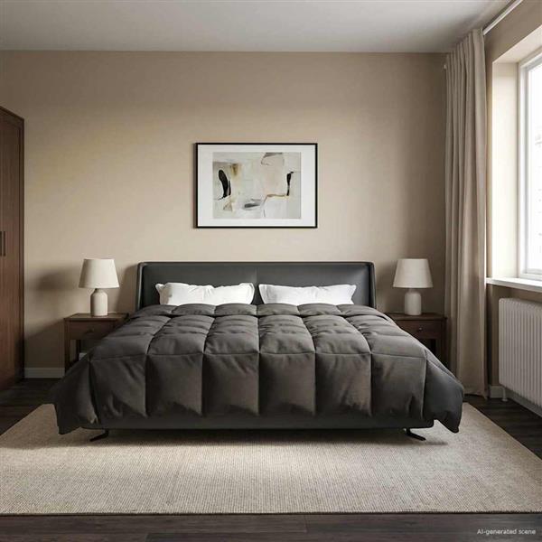 Grote foto vidaxl vol jaar dekbed gekwilt antraciet 200 x 220 cm microfiber huis en inrichting bedden